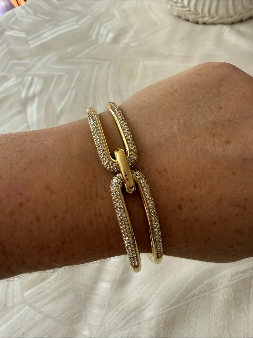 Michael Kors Gold Crystal-Accented Open Cuff Bracelet